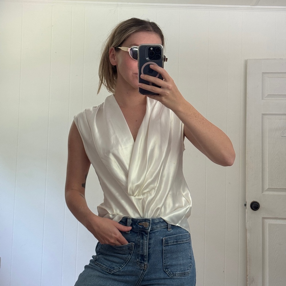 Elegant Cream Drape Top